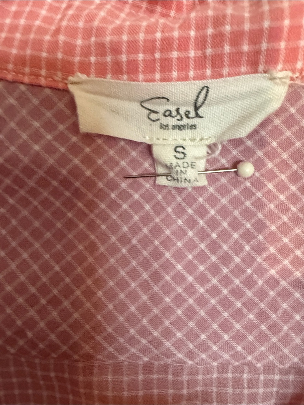 Easel Pink Patchwork Long-Sleeve Button-Up Shirt - Picture 4 of 5